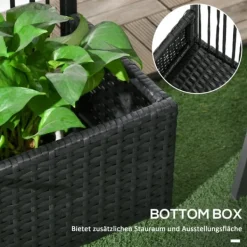 Discount Rootz Plant Kruka - Blomlåda - Planteringskärl med spaljé - Väderbeständig PE-harts och stål - 103cm x 103cm x 29cm - Enkel montering - Snygg & funkti | CDON Krukor & Växtbehållare