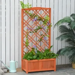 Online Rootz Planteringslåda - Upphöjd säng - Blomsterställ - Granträ - Gul - 60 x 30 x 122,5 cm Valvbågar, Spaljéer, Bersåer & Pergolor
