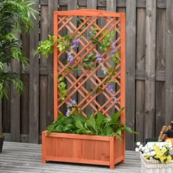 Online Rootz Planteringslåda - Upphöjd säng - Blomsterställ - Granträ - Gul - 60 x 30 x 122,5 cm Valvbågar, Spaljéer, Bersåer & Pergolor
