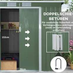 Rootz Tool Shed - Garden Shed - Lagringshus - Hållbar och ventilerad - 213 x 130 x 159 cm - Grönt