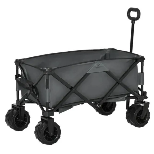 Rootz Transportvagn - Trädgårdsvagn - Strandvagn - Teleskophandtag - Justerbart handtag - Metall - Oxford - Mörkgrå - 108 x 53 x 59-89 cm