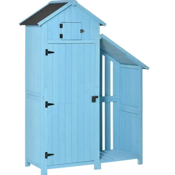 Rootz Trädgårdsbod - Trädgårdsskjul - Trädgårdsskjul - Verktygsskjul för förvaring - Trä - Himmelsblå - 130 x 54,5 x 180 cm