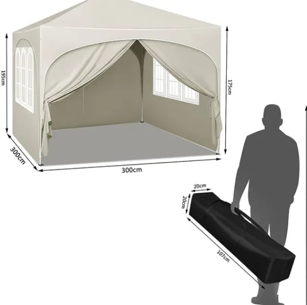 Outlet Rootz Ultimate Outdoor Gazebo - Väderbeständig paviljong - Eventtält - Stark metallram - UV- och regnskydd - Enkel installation - 3x3m Tält & Lusthus