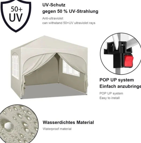 Outlet Rootz Ultimate Outdoor Gazebo - Väderbeständig paviljong - Eventtält - Stark metallram - UV- och regnskydd - Enkel installation - 3x3m Tält & Lusthus