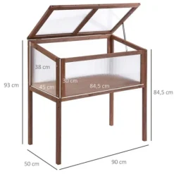 Sale Rootz Upphöjd säng - Odlingsbord - Örtbädd - Växtlåda för trädgården - Balkong och uteplats - Granträ - PC Board - Brun - 90 x 50 x 93 cm Planteringsbänkar
