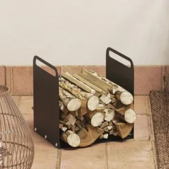 Sale Rootz Vedställ - Vedhållare - Vedförvaring - Bekväma topphandtag - Pulverlackerat stål - 36,5 cm x 30 cm x 36 cm Tillbehör Till Vedeldade Kaminer & Öppna Spisar