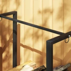 New Rootz Vedställ - Vedställ - Tändningsorganisator - Rymmer 200 kg - Pulverlackerat stål - 123cm x 32cm x 115cm Tillbehör Till Vedeldade Kaminer & Öppna Spisar