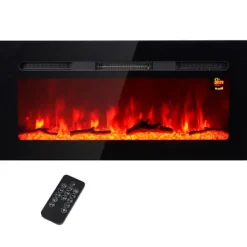 New Rootz väggmonterad elektrisk öppen spis - Inomhusvärmare - Konstgjord ved - Justerbar värme 1800W - 91,4cm x 15,8cm x 45cm Öppna Spisar