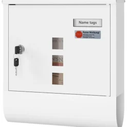 Clearance Rootz White Mailbox - Wall -Moned Post Box - Secure Locking System - Galvanized Steel - 30,6 x 33,5 x 10 cm Postlådor & Brevlådor