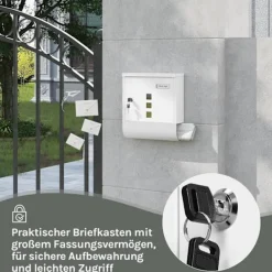 Clearance Rootz White Mailbox - Wall -Moned Post Box - Secure Locking System - Galvanized Steel - 30,6 x 33,5 x 10 cm Postlådor & Brevlådor