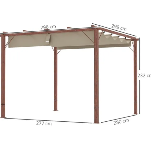 New Rootz 3x3 M Garden Pergola - Terrace Canopy - Patio Cover - UPF30+ Sun Protection - Aluminium Frame - 299x296x232 cm Valvbågar, Spaljéer, Bersåer & Pergolor