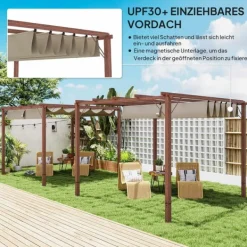 New Rootz 3x3 M Garden Pergola - Terrace Canopy - Patio Cover - UPF30+ Sun Protection - Aluminium Frame - 299x296x232 cm Valvbågar, Spaljéer, Bersåer & Pergolor