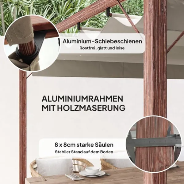 New Rootz 3x3 M Garden Pergola - Terrace Canopy - Patio Cover - UPF30+ Sun Protection - Aluminium Frame - 299x296x232 cm Valvbågar, Spaljéer, Bersåer & Pergolor