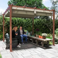 New Rootz 3x3 M Garden Pergola - Terrace Canopy - Patio Cover - UPF30+ Sun Protection - Aluminium Frame - 299x296x232 cm Valvbågar, Spaljéer, Bersåer & Pergolor