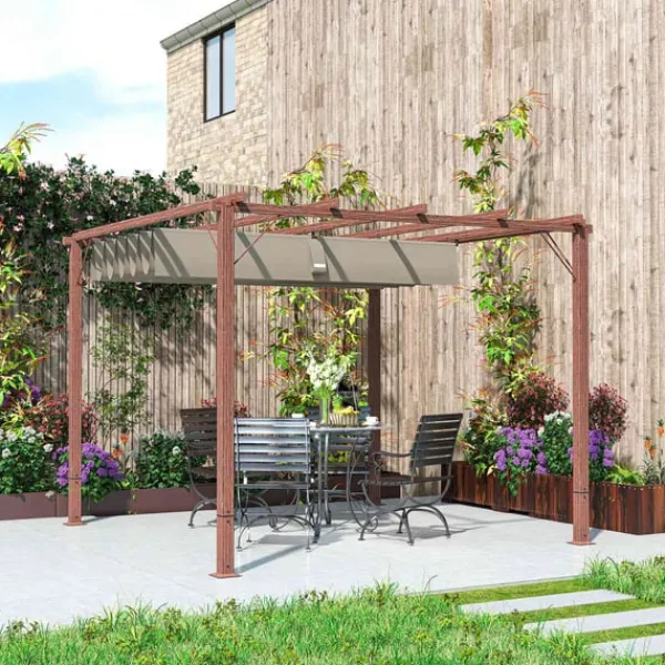 New Rootz 3x3 M Garden Pergola - Terrace Canopy - Patio Cover - UPF30+ Sun Protection - Aluminium Frame - 299x296x232 cm Valvbågar, Spaljéer, Bersåer & Pergolor