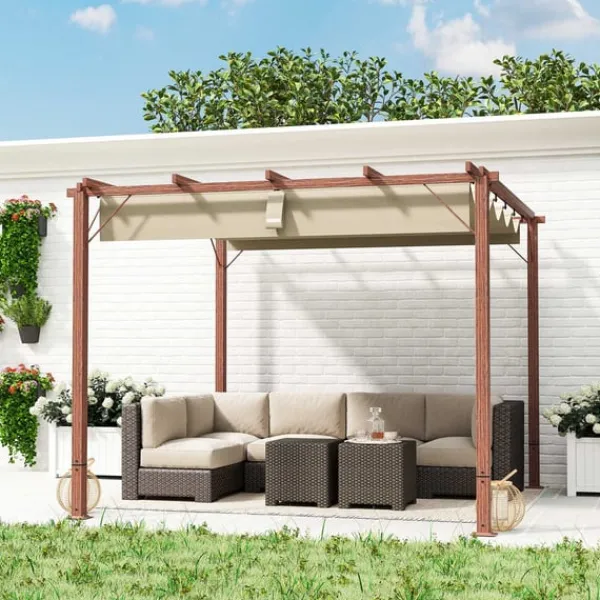 New Rootz 3x3 M Garden Pergola - Terrace Canopy - Patio Cover - UPF30+ Sun Protection - Aluminium Frame - 299x296x232 cm Valvbågar, Spaljéer, Bersåer & Pergolor