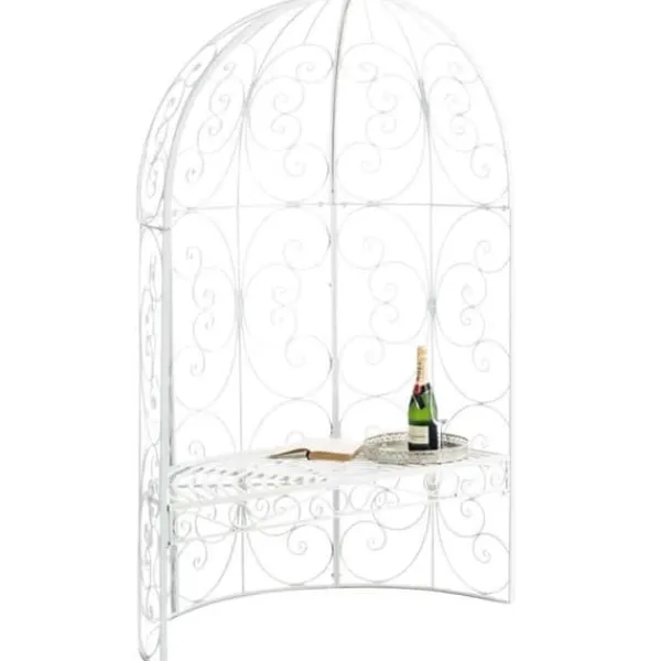 Roséarbåge - Rosie - Halv pavilion - Trädgårdbänk - Vit - Elegant design