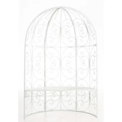Roséarbåge - Rosie - Halv pavilion - Trädgårdbänk - Vit - Elegant design