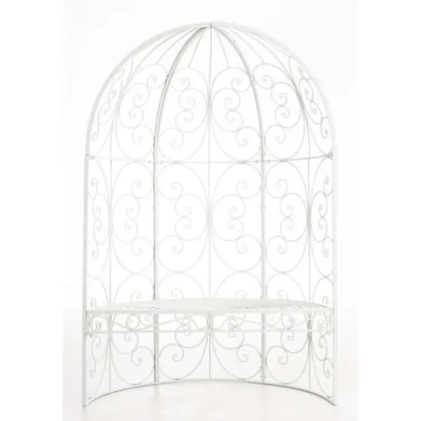 Roséarbåge - Rosie - Halv pavilion - Trädgårdbänk - Vit - Elegant design