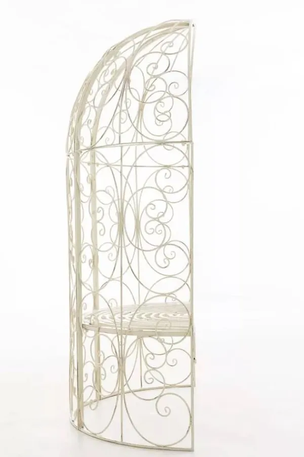 Sale Rosie Half Gazebo Pavilion with Bench - Antique Cream Metal Garden Trellis, 178 cm H Valvbågar, Spaljéer, Bersåer & Pergolor