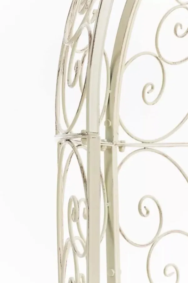 Sale Rosie Half Gazebo Pavilion with Bench - Antique Cream Metal Garden Trellis, 178 cm H Valvbågar, Spaljéer, Bersåer & Pergolor