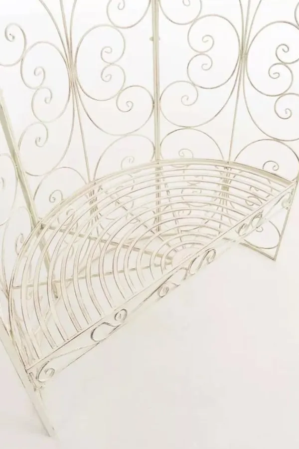 Sale Rosie Half Gazebo Pavilion with Bench - Antique Cream Metal Garden Trellis, 178 cm H Valvbågar, Spaljéer, Bersåer & Pergolor