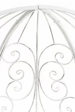 New Rosie Half Gazebo with Bench - Antique White Metal Garden Trellis Pavilion Valvbågar, Spaljéer, Bersåer & Pergolor