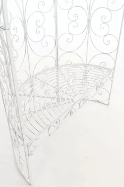 New Rosie Half Gazebo with Bench - Antique White Metal Garden Trellis Pavilion Valvbågar, Spaljéer, Bersåer & Pergolor