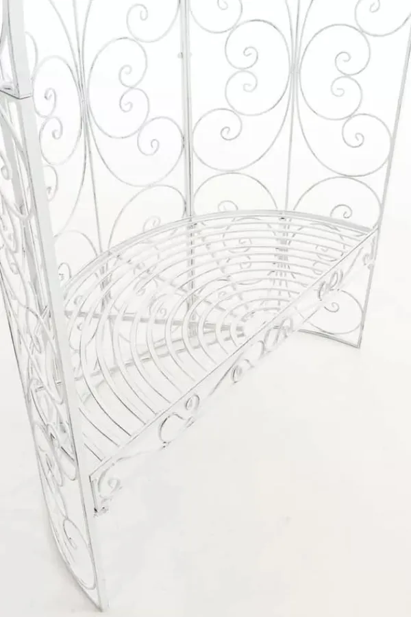 New Rosie Half Gazebo with Bench - Antique White Metal Garden Trellis Pavilion Valvbågar, Spaljéer, Bersåer & Pergolor