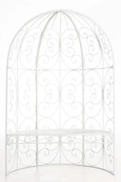 New Rosie White Metal Half Gazebo with Bench - Garden Trellis Pavilion for Climbing Plants, 178cm H x 120cm W Valvbågar, Spaljéer, Bersåer & Pergolor