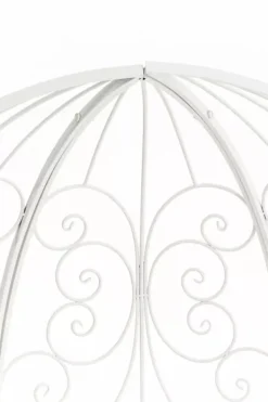 New Rosie White Metal Half Gazebo with Bench - Garden Trellis Pavilion for Climbing Plants, 178cm H x 120cm W Valvbågar, Spaljéer, Bersåer & Pergolor