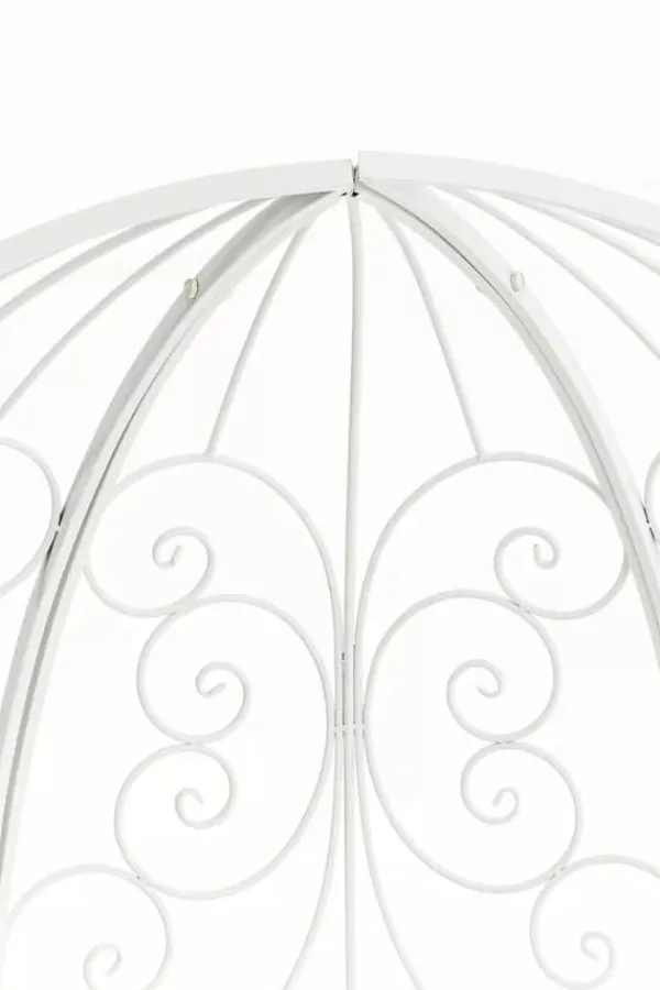 New Rosie White Metal Half Gazebo with Bench - Garden Trellis Pavilion for Climbing Plants, 178cm H x 120cm W Valvbågar, Spaljéer, Bersåer & Pergolor