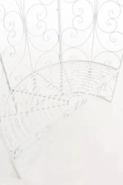 New Rosie White Metal Half Gazebo with Bench - Garden Trellis Pavilion for Climbing Plants, 178cm H x 120cm W Valvbågar, Spaljéer, Bersåer & Pergolor