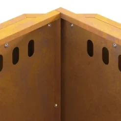 Rostfri eldstad i väderbeständigt stål - Rustik utomhuseldstad | Storlek: 48x48x51 cm | Färg: Grå