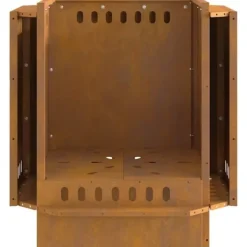 Rostfri eldstad i väderbeständigt stål - Rustik utomhuseldstad | Storlek: 48x48x51 cm | Färg: Grå