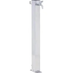 Outlet Rostfri vattenpost 60 cm - Fyrkantig trädgårdskran med krok | Färg: Rostfritt stål | Storlek: 60 cm Bevattning