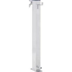 Outlet Rostfri vattenpost 60 cm - Fyrkantig trädgårdskran med krok | Färg: Rostfritt stål | Storlek: 60 cm Bevattning