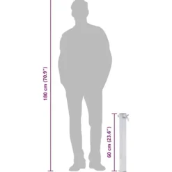 Outlet Rostfri vattenpost 60 cm - Fyrkantig trädgårdskran med krok | Färg: Rostfritt stål | Storlek: 60 cm Bevattning