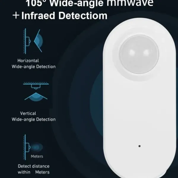 Rörelsesensor, Zigbee 3.0, Trådlös räckvidd 45m, Dimensioner 42mm x 31mm x 70mm, Driftstemperatur -10°C till 45°C, Känslighetsavstånd 5m