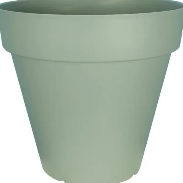 Rund blomkruka RIVIERA SOLEILLA - 100% återvinningsbar plast - D59 x H54 - Grön lera