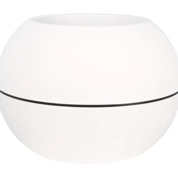 Rund blomlåda - RIVIERA - GRANIT BOULE - Plast - D40 x H28 cm - Vit