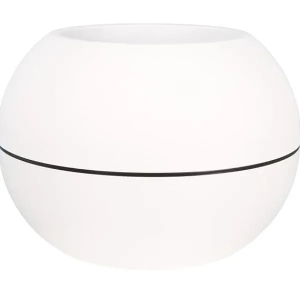 Rund blomlåda - RIVIERA - GRANIT BOULE - Plast - D40 x H28 cm - Vit