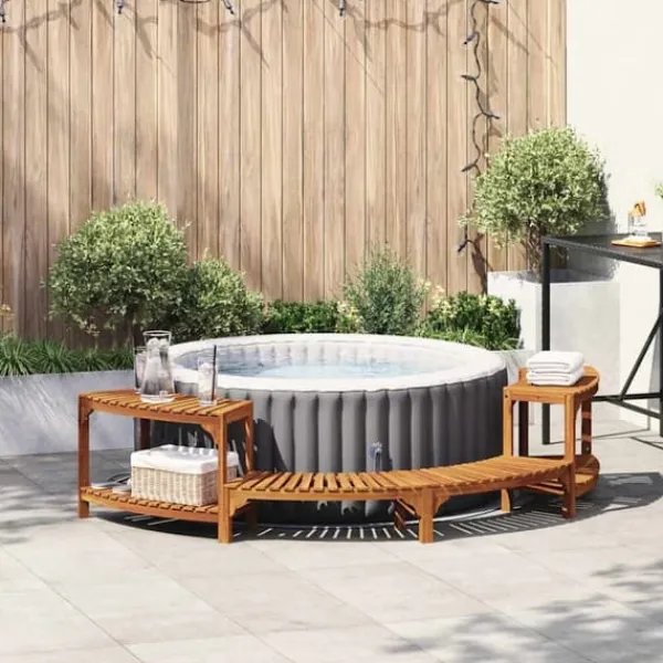 vidaXL Rund Utomhus Bubbelpool Omslag Brun 252 x 112 x 55.5 cm