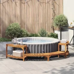 vidaXL Rund utomhus bubbelpool omgivning Brun 272 x 120 x 55.5 cm