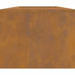 Best Rustik eldstad i väderbeständigt stål med vedförvaring | Storlek: 160x45x35 cm | Färg: Stålgrå Öppna Spisar
