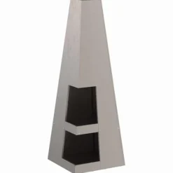 Rustik eldstad med vedförvaring - Utomhus campingugn | Färg: Stål | Storlek: 35x35x100 cm