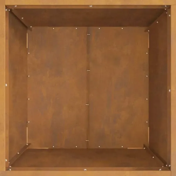 Sale Rustik fyrkantig eldstad i väderbeständigt stål | Storlek: 50x50x30 cm Öppna Spisar