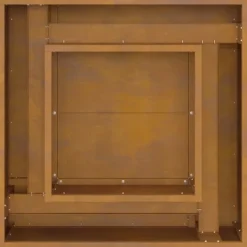 Rustik fyrkantig eldstad i väderbeständigt stål | Storlek: 60x60x30 cm | Färg: Stålgrå Öppna Spisar