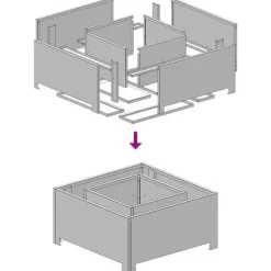 Rustik fyrkantig eldstad i väderbeständigt stål | Storlek: 60x60x30 cm | Färg: Stålgrå Öppna Spisar