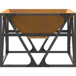 Rustik fyrkantig eldstad i väderbeständigt stål | Storlek: 50x50x35 cm